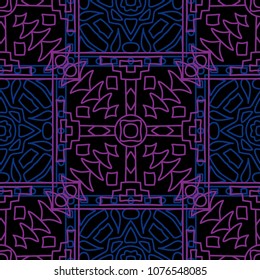 Seamless background.  Vintage color pattern for paper or cover. Abstract geometrical ethnic ornament with northern motifs. Vector texture.