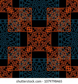 Seamless background.  Vintage color pattern for wallpaper or cloth design. Abstract geometrical ethnic ornament with northern motifs. Vector texture.