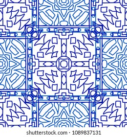 Seamless background.  Vintage color pattern for wallpaper or cloth design. Abstract geometrical ethnic ornament with northern motifs. Vector texture.