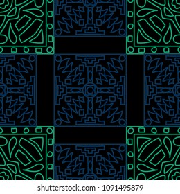 Seamless background.  Vintage color pattern for fabric or paper. Abstract geometrical ethnic ornament with northern motifs. Vector texture.