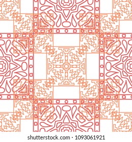 Seamless background.  Vintage color pattern for paper or cover. Abstract geometrical ethnic ornament with northern motifs. Vector texture.