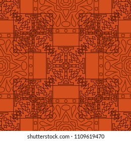 Seamless background.  Vintage color pattern for paper or cover. Abstract geometrical ethnic ornament with northern motifs. Vector texture.