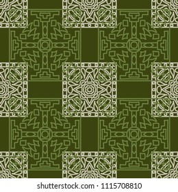 Seamless background.  Vintage color pattern for wallpaper or cloth design. Abstract geometrical ethnic ornament with northern motifs. Vector texture.