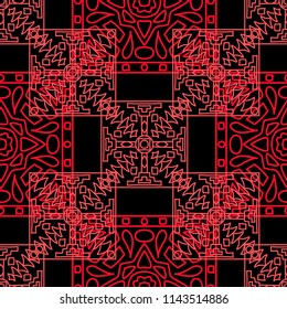 Seamless background.  Vintage color pattern for wallpaper or cloth design. Abstract geometrical ethnic ornament with northern motifs. Vector texture.