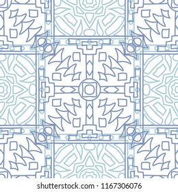 Seamless background.  Vintage color pattern for fabric or paper. Abstract geometrical ethnic ornament with northern motifs. Vector texture.