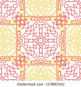 Seamless background.  Vintage color pattern for wallpaper or cloth design. Abstract geometrical ethnic ornament with northern motifs. Vector texture.