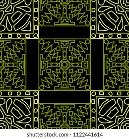Seamless background.  Vintage color vector pattern for fabric or paper. Abstract geometrical ethnic ornament with northern motifs. Vector texture.