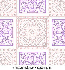 Seamless background.  Vintage color vector pattern for fabric or paper. Abstract geometrical ethnic ornament with northern motifs. Vector texture.