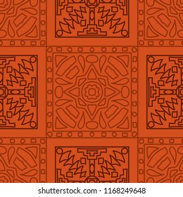 Seamless background.  Vintage color vector pattern for fabric or paper. Abstract geometrical ethnic ornament with northern motifs. Vector texture.