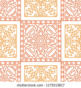 Seamless background.  Vintage color vector pattern for fabric or paper. Abstract geometrical ethnic ornament with northern motifs. Vector texture.