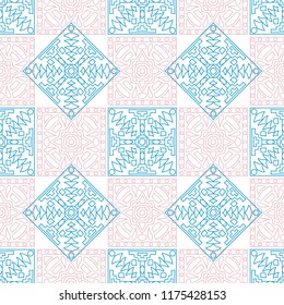 Seamless background.  Vintage color vector pattern for wallpaper or cloth design. Abstract geometrical ethnic ornament with northern motifs. Vector texture.