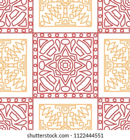 Seamless background.  Vintage color background for wallpaper or cloth design. Abstract geometrical ethnic ornament with northern motifs. Vector texture.