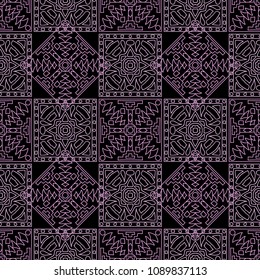 Seamless background.  Vintage colorful vector background for fabric or paper. Abstract geometrical ethnic ornament with northern motifs. Vector texture.