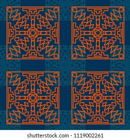Seamless background.  Vintage colorful vector background for paper or cover. Abstract geometrical ethnic ornament with northern motifs. Vector texture.