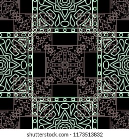 Seamless background.  Vintage colorful vector background for paper or cover. Abstract geometrical ethnic ornament with northern motifs. Vector texture.