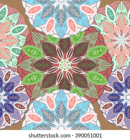 Seamless background. Vintage decorative elements. Hand-drawn background. Islam, Arabic, Indian, Ottoman motifs. Ideal for printing on fabric or paper.