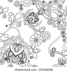 Seamless background with vintage floral pattern