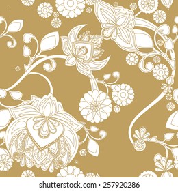 Seamless background with vintage floral pattern.