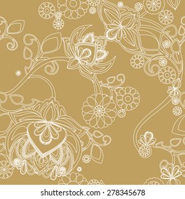 Seamless background with vintage floral pattern