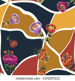 Seamless background with vintage flowers.