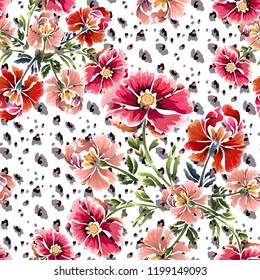 Seamless background with vintage flowers.