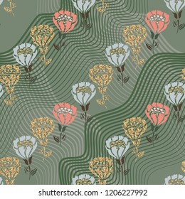 Seamless background with vintage flowers.