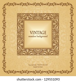 Seamless background with vintage frame. Retro style