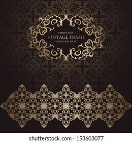 Seamless background with vintage ribbon and frame. Luxury design. Retro style   