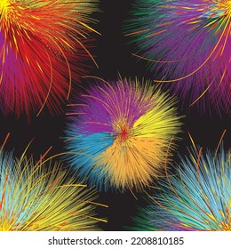 Fondo sin inconvenientes con fuegos artificiales vívidos en el fondo oscuro para el diseño web