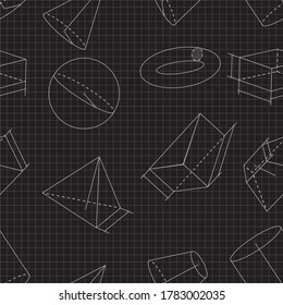 Seamless background of volumetric geometrical shapes. Vector illustration
