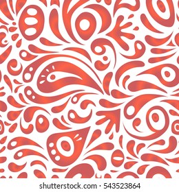 Seamless background. Wallpaper baroque, damask. Pink and orange ornament on a white background. Floral seamless pattern.