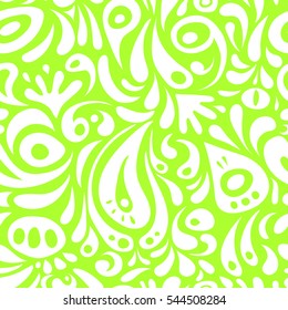 Seamless background. Wallpaper baroque, damask. Green and white ornament. Floral seamless pattern.