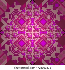 A seamless background. Wallpaper in the geometrical style. Graphic vector pattern. Abstract ornament. Pink, black and magenta texture.