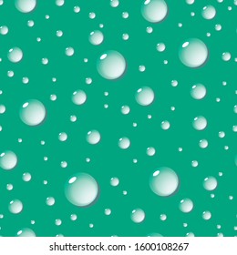 Seamless background of water drops on green surface