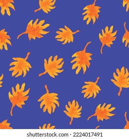 Seamless background of watercolor drawings abstract decorative orange leaves