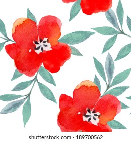 Seamless background of watercolor flowers