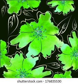 seamless background of watercolor flowers. Vector 
