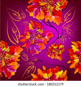 seamless background of watercolor flowers. Vector 