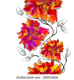 seamless background of watercolor flowers. Vector 