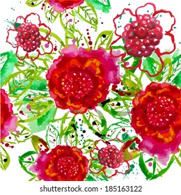 seamless background of watercolor flowers. Vector