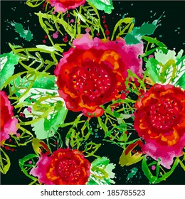 seamless background of watercolor flowers. Vector 