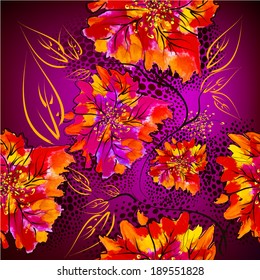 seamless background of watercolor flowers. Vector 