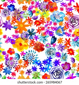 Seamless background watercolor flowers. Vector