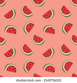 Seamless background with watermelon pattern on a cute pink background