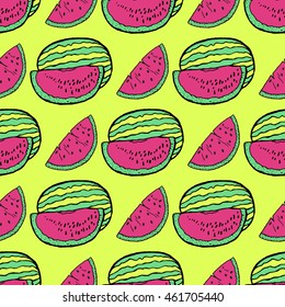 Seamless background with watermelon slices. 