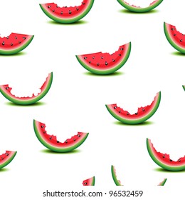 Seamless background of watermelon slices on white, vector illustration, eps10