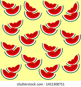 Seamless background with watermelon slices. Vector illustration design for greeting card or template.