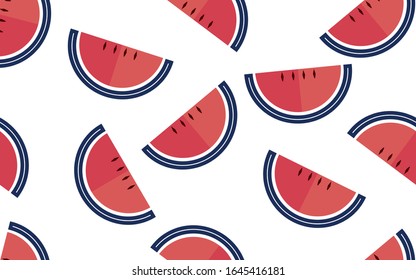 Nahtloser Hintergrund mit Wassermelonen-Scheiben. Vektorillustration.