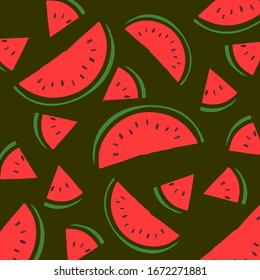 Fondo inoxidable con trozos de sandía. Ilustración vectorial. diseño de tarjetas de felicitación e invitación para vacaciones de verano.