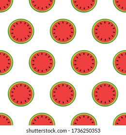 seamless background with watermelon slices, vector illustration, fruit pattern, berry print